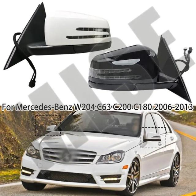 メルセデス・ベンツ W204 C63 C200 C180 用 左右自動防眩パワーリアビューミラー サイドドアミラーアセンブリ 2006-2009年 2009-2013年 輸入品