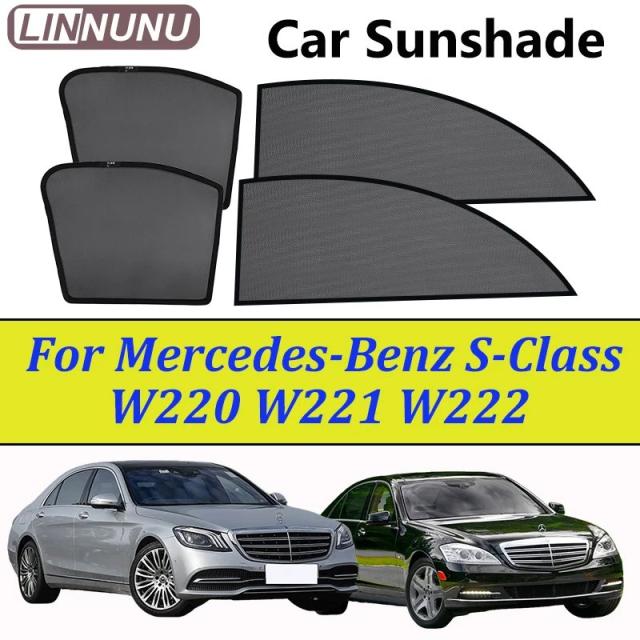 LINNUNU メルセデス・ベンツ Sクラス W220 W221 W222 用 マグネット式 サンシェード メッシュカーテン 車内用 UVカット インテリア アクセサリー 輸入品