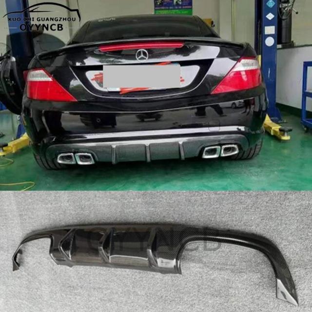カーボンファイバー リアバンパーリップ スポイラー ディフューザーカバー メルセデスベンツ SLKクラス R171 R172 SLK200 SLK250 2005-用 (AMGバージョンのみ) 輸入品