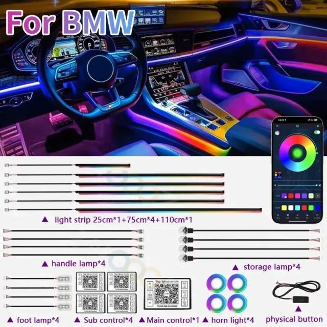 BMW E46・E90・E39・E60・E36・E30・E70・E91・E92・E93用 RGB 22in1 車内アクリルアンビエントライト カーアクセサリー 輸入品