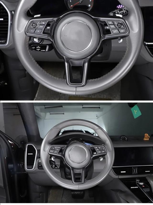 ポルシェ マカン カイエン パナメーラ 718 911 918 用 ABS マットブラック テクスチャー 内装ステアリングホイールカバー トリム インテリアアクセサリー 輸入品_11