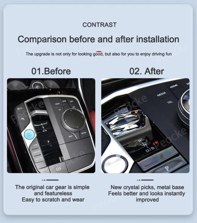 BMW X5 G05 G20 G12 X6 G06 iX3 G08 i4 G26 i7 G70 X7 G07用 クリスタル ギアセレクター パドルノブ メタルベース オリジナルスタイル 2023 2024 輸入品_14
