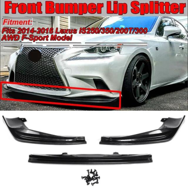 レクサスIS250/350/300 AWD Fスポートモデル 2014-2016年用 3ピース フロントバンパーリップ ディフューザー スポイラー スプリッター ボディキット 輸入品