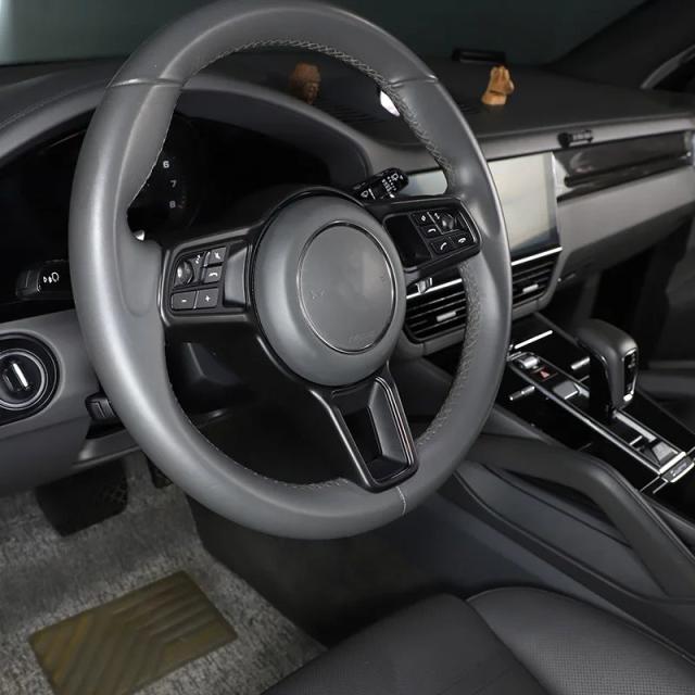 ポルシェ マカン カイエン パナメーラ 718 911 918 用 ABS マットブラック テクスチャー 内装ステアリングホイールカバー トリム インテリアアクセサリー 輸入品_6
