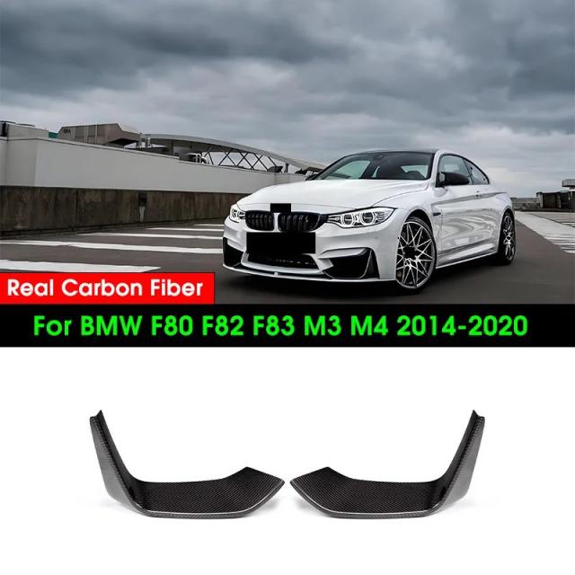 リアルドライカーボンファイバー フロントバンパーリップスポイラー スプリッター BMW F80 F82 F83 M3 M4 2014-2020 用 カースタイリング スプリッターフラップ カップウィング 輸入品