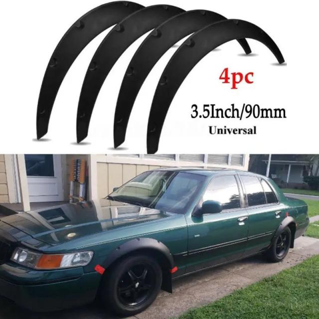 4個セット 車両ホイールアーチモールド ABS樹脂製 フレキシブルフェンダーフレア ワイドボディ対応 ユニバーサルマッドガード 輸入品