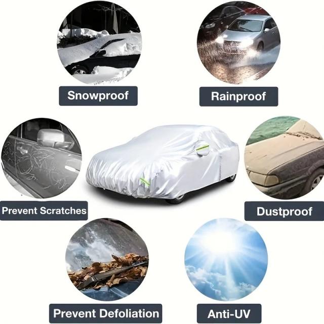 カーカバー 屋外用 車両保護 日除け 雪対策 UVカット カバー SUV セダン 自動車用 サンシェード 防塵 防水 ブラック シルバー 輸入品