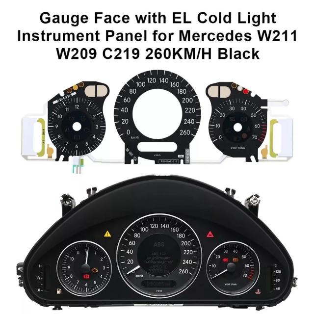 メルセデスW211 W209 C219用 260km/h 白色メーター EL冷光インパネ ホワイト/ブラック 輸入品_3