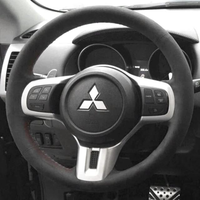 三菱ランサーエボリューションX EVO X 10 2008-2015年用 ブレイド ステアリングホイールカバー フルカバレッジ スエードカーボンファイバー 付属品 インポート品