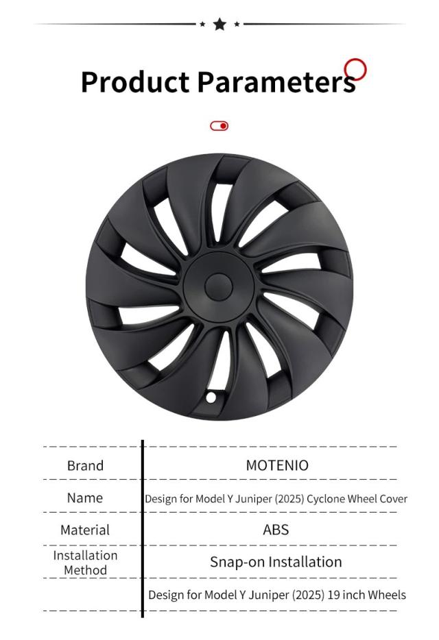 新型モデルY 2025ジュニパー 19インチ タービンテクスチャー スタイル ハブキャップ ホイールカバー アクセサリー テスラ用 4個セット 輸入品_16