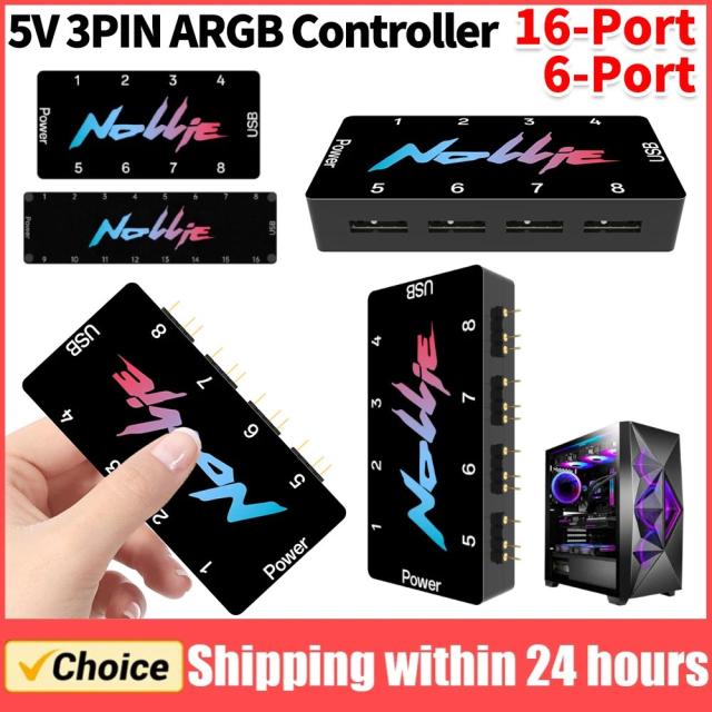 5V 3PIN ARGB コントローラー 8ポート アドレサブルRGB スプリッター Nollie SignalRGB OpenRGB 対応 PCケース 冷却ファン ライトストリップ用 輸入品