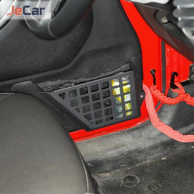 JeCar メタルフロントリアドアサイドメッシュポケット収納ボックスオーガナイザー Jeep Wrangler JK 2011-2017 2/4ドア 自動車アクセサリー 輸入品