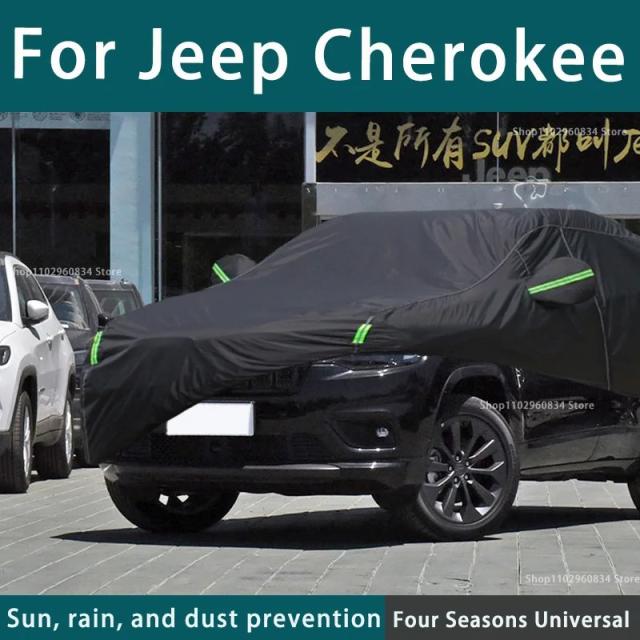 ジープ・チェロキー用 全天候型 車両カバー 紫外線・防塵・雨・雪・雹対策 アウトドア ブラック 輸入品