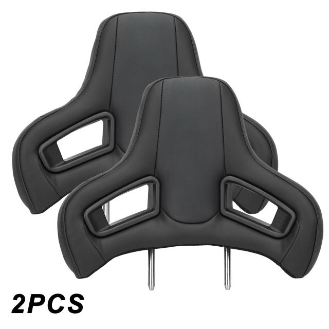 2個セット スポーツヘッドレスト 快適PVCレザー プラグアンドプレイ ネックピロー 10mm 12mm 14mm 調整可能 ユニバーサル ブラック レーシングシート ヘッドレスト 輸入品_9