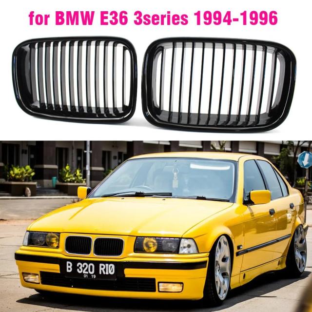 ブラックグリル ABSフロント交換用ボンネットキドニーグリル BMW E36 1994-1996 318i 323i 325i 320i 328i M3対応 輸入品