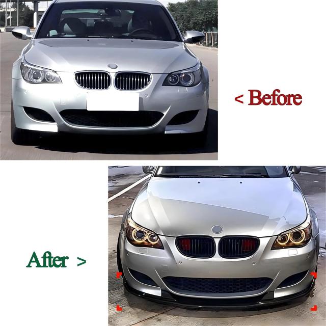 BMW 5シリーズ E60 E61 M5 専用 フロントバンパースプリッター リップ グロスブラック ディフューザー スポイラーガード ボディキット 輸入品