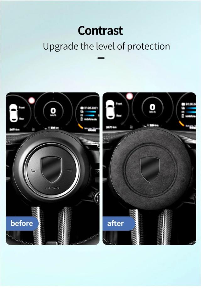 ポルシェ パナメーラ カイエン 718 911 マカン 用 ステアリングホイール ホーンカバー トリム スエード 内装 装飾 アクセサリー 輸入品