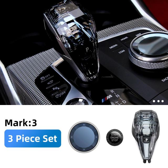 BMW G20 G22 G26 G14 Z4 G29 X3 G01 X4 G02 X5 G05 X6 G06 X7 G07 用 クリスタル 3ピース シフトノブ ハンドル ショートロッド レバー セット LHD車対応 輸入品_2
