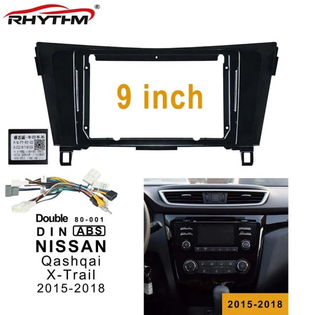 9インチ カーファシア 日産 キャシュカイ エクストレイル 2015 2016 2017 2018 年用 ダッシュボード パネル オーディオ 取り付け 2DIN カーオーディオ フレーム アダプター キット 輸入品