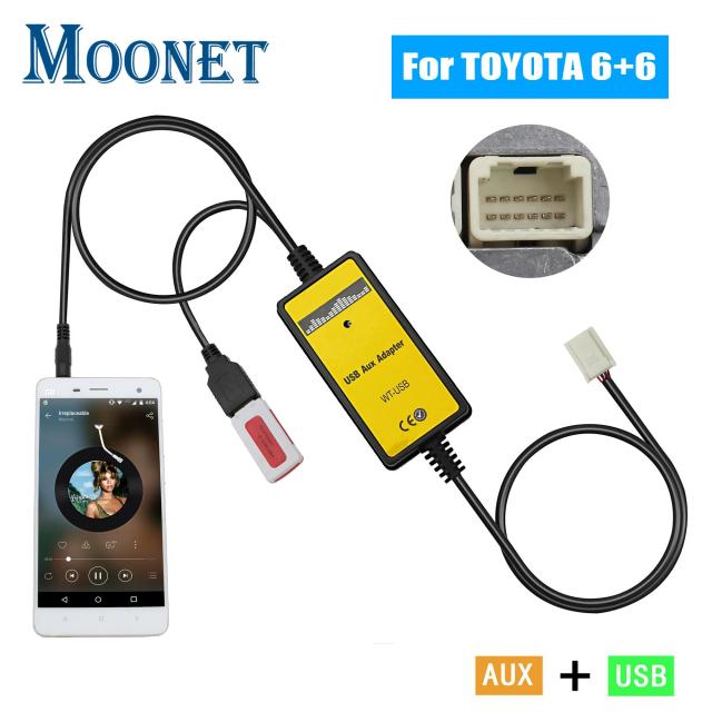 ムーネット カーステレオ MP3入力 USB AUXアダプター CDチェンジャー 対応 トヨタ アベンシス RAV4 オーリス カローラ ヤリス カムリ タコマ レクサス (6+6ピン) 輸入品