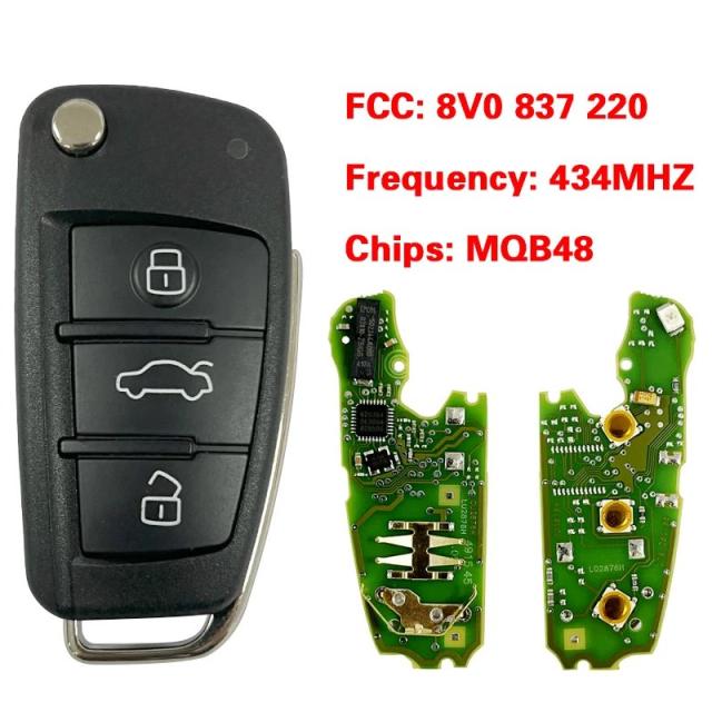 CN008034 PCBオリジナル 3ボタン フリップリモートキー コントロールフォブ 433MHz メガモス MQB 48 AESチップ 8V0 837 220 アウディ A3 S3 2012-2015年用 輸入品