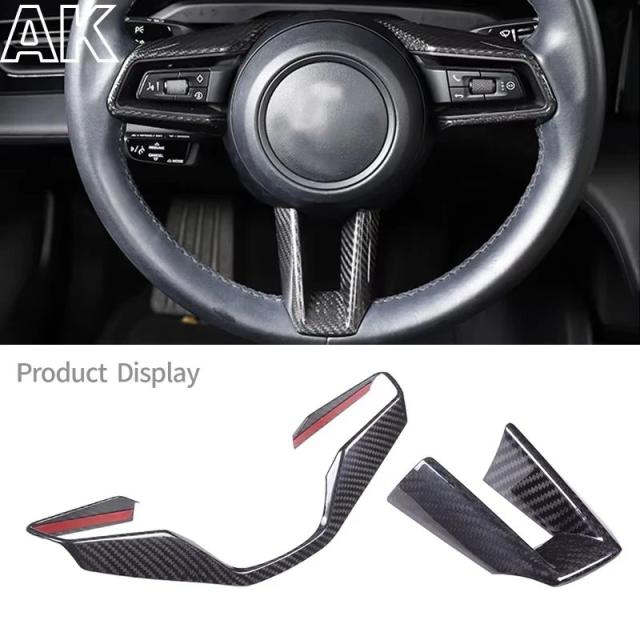 ポルシェ911 992（2019-）用 リアルカーボンファイバー ステアリングホイールボタン＆U字ステッカー 装飾パーツ 輸入品