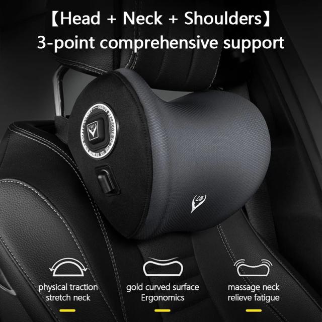 車載電気マッサージネックピロー 振動ヘッドレスト 腰シートクッション カー用品 トラベルアクセサリー 輸入品_2