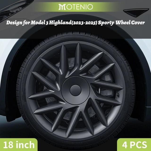 4個セット テスラ モデル3 ハイランド 専用 18インチ スポーティスタイル ホイールキャップ フルリムカバー アクセサリー 2023-2026年式 輸入品