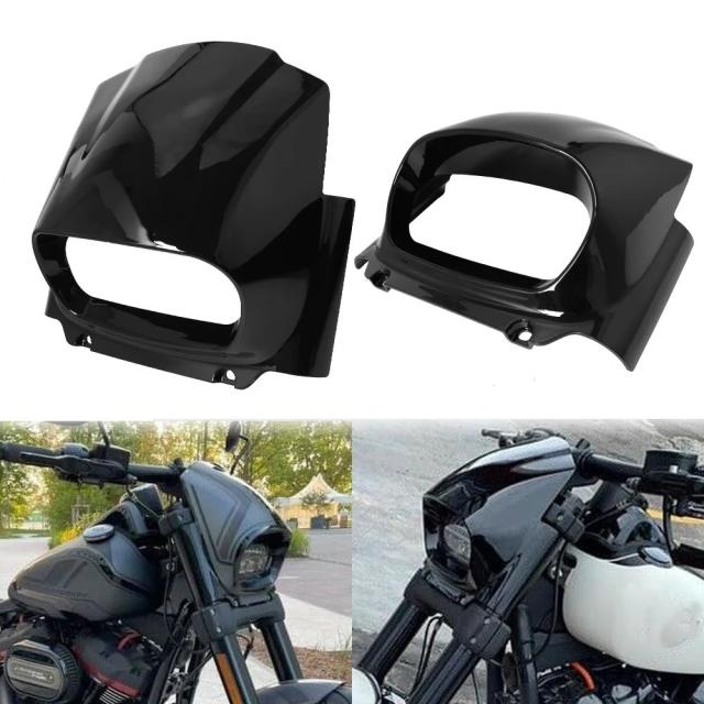 ハーレーダビッドソン M8ソフテイル ファットボブ FXFB FXFBS 専用 フロントヘッドライトカウル カバー 2018-モデル ブラック 輸入品