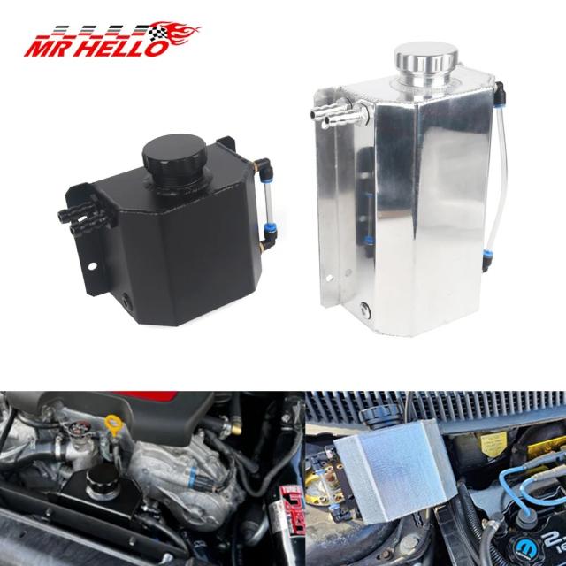 ユニバーサル 1L/2L アルミ製 オイルキャッチ缶 リザーバータンク エンジンクーラント ラジエターオーバーフロー オイル燃料タンク ドレンプラグ＆ブリーザー付き 輸入品