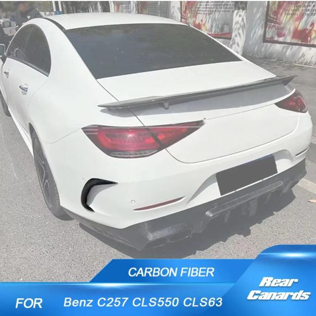 リアルカーボンファイバー メルセデス・ベンツ C257 CLS550 CLS400 CLS63 AMG 2018-2020 用 リアバンパー カナード リアスプリッター フィン FRP 輸入品