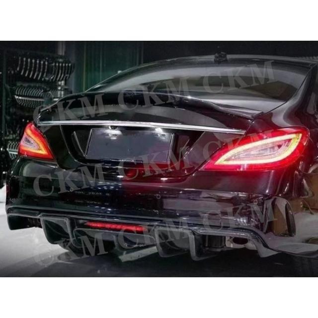 CKMUUER カーボンファイバー リアバンパーリップスポイラー メルセデスベンツ CLSクラス W218 CLS550 GLS63 AMG 2011-2017 フィン シャークスタイル ディフューザー 輸入品_19