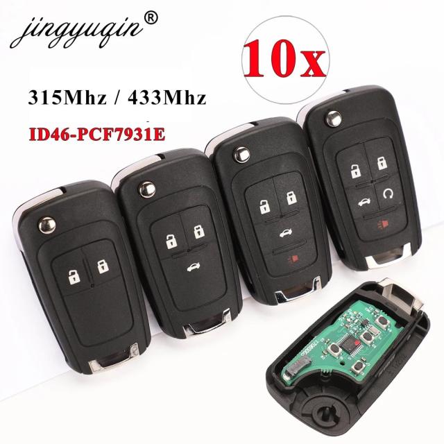 ジンユーチン 10個セット 2/3/4ボタン リモートキー 折りたたみキー シェビーローバ セイル アベオ クルーズ 315/433MHz PCF7937E用 輸入品