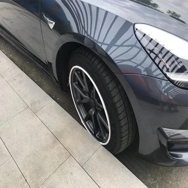 ユニバーサル カーホイールリムエッジプロテクター 4個セット BMW VW メルセデス リングタイヤガードストリップ Tesla Model 3 Y S X 2017-2023対応 輸入品_6
