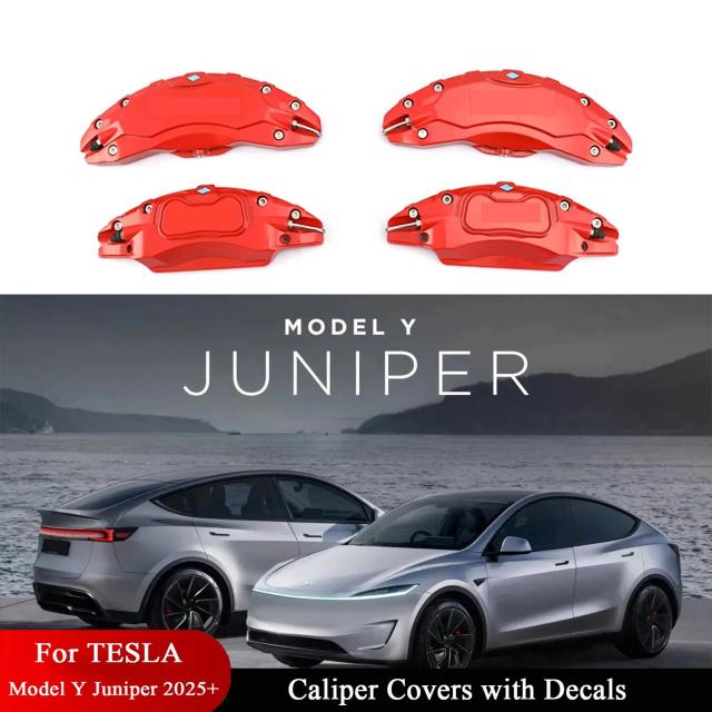 テスラ モデルY ジュニパー 2025-2026 ブレーキキャリパーカバー デカール付き 4PCS アルミ合金製（ベルリン製RWDには非対応） 輸入品