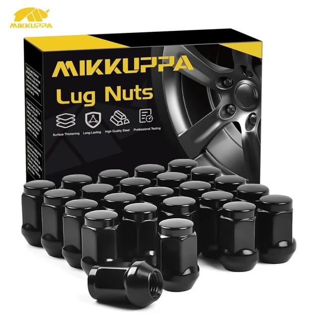 MIKKUPPA 24個セット M12x1.5 鋼製クローズエンド ブラック 防錆 ホイールアクセサリー 車 トラック SUV ユニバーサル ホイールナットキット 輸入品