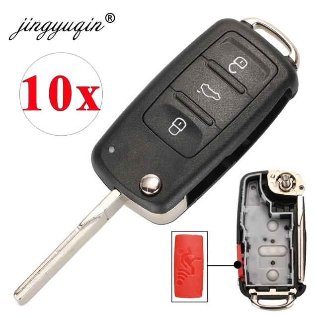 ジンユーチン 10個セット 4ボタン 020AD リモートキーシェルケース VW キャディ イオス ゴルフ ジェッタ ビートル ポロ アップ ティグアン トゥーラン 5K0837202AD 対応 輸入品