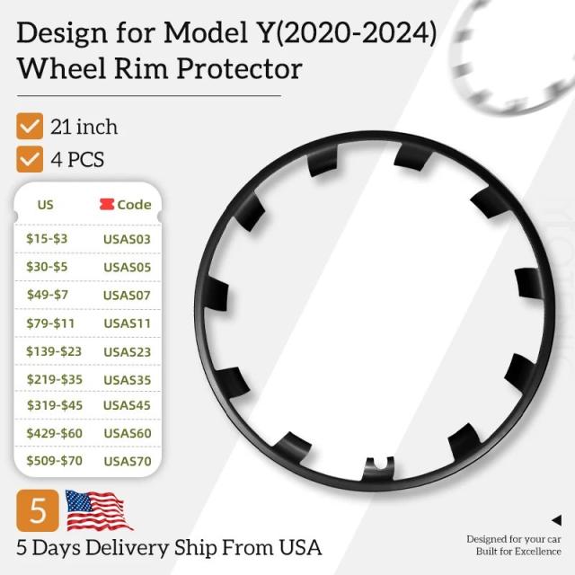 テスラモデルY 2020-2024 パフォーマンスモデル用 21インチ ホイールハブプロテクター ABSホイールカバー リムパッチプロテクター 輸入品