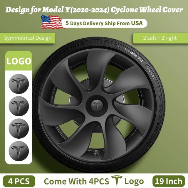 テスラ モデルY 2020-2024 専用 19インチ ホイールカバー 4枚セット サイクロン スタイル 左右 リプレイスメント アクセサリー 輸入品