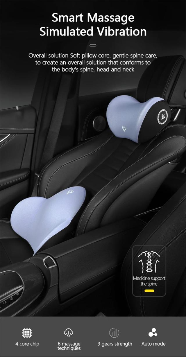 車載電気マッサージネックピロー 振動ヘッドレスト 腰シートクッション カー用品 トラベルアクセサリー 輸入品_12