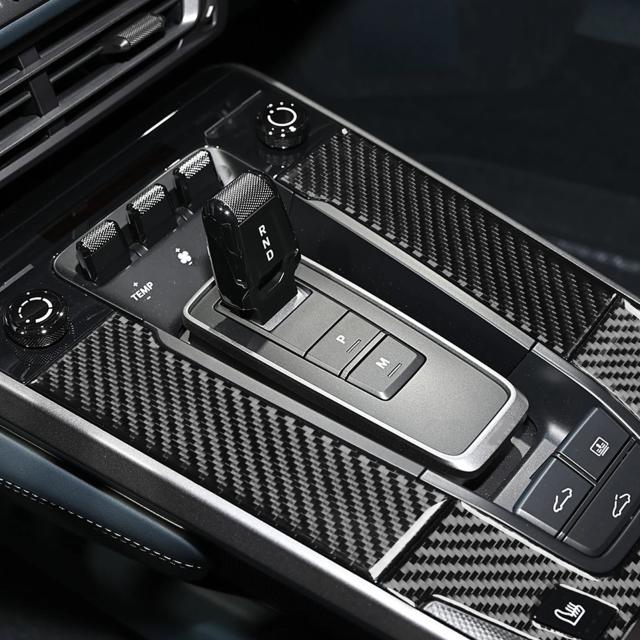 ポルシェ992 911 2019-2024 カーボンファイバー ギアシフト センターコンソールパネル 車内ソフトカバー ステッカー 内装トリム 輸入品