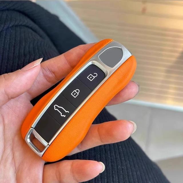 ポルシェ ボクスター ケイマン 911 パナメーラ カイエン マカン 専用 レザー キーケース キーカバー キーシェル 交換用 輸入品