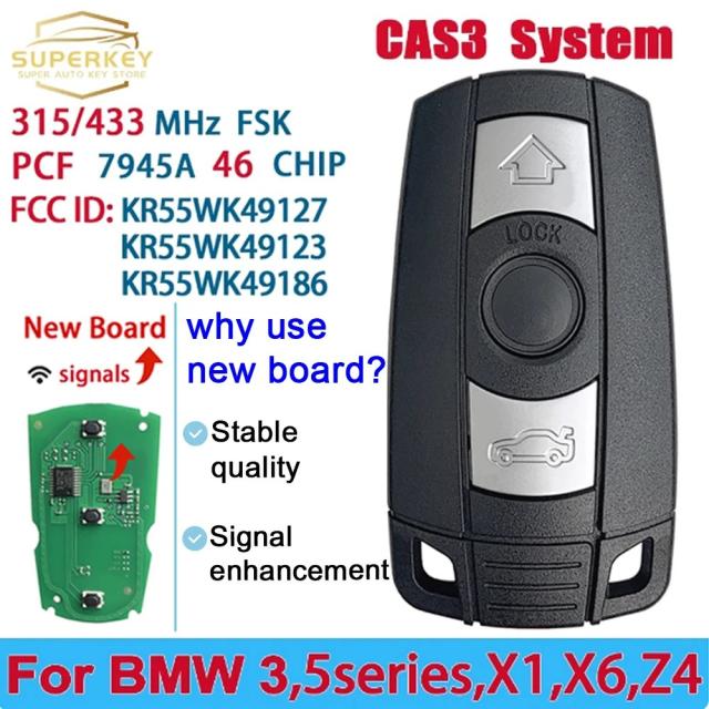 SUPERKE YKR55WK49127 KR55WK49123 KR55WK49186 PCF7945 チップ 315/868MHz リモートスマートカードキー BMW 1/3/5/7シリーズ 2006-2012 CAS3 用 輸入品
