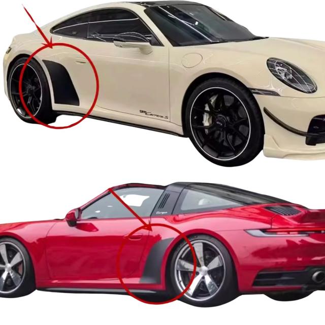 ポルシェ911用 ペアスポーツブラック リアフェンダーステッカー サイドベントデカール ビニールブラックアウト プリカットステッカー 輸入品