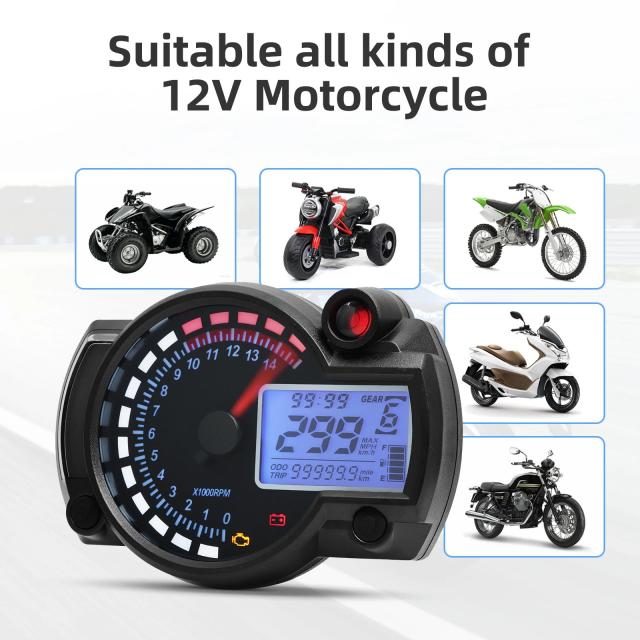 12V ユニバーサル 7色バックライト バイク用スピードメーター タコメーター RPM オドメーター パネル ダッシュボード ホンダ スズキ ヤマハ カワサキ対応 輸入品_5