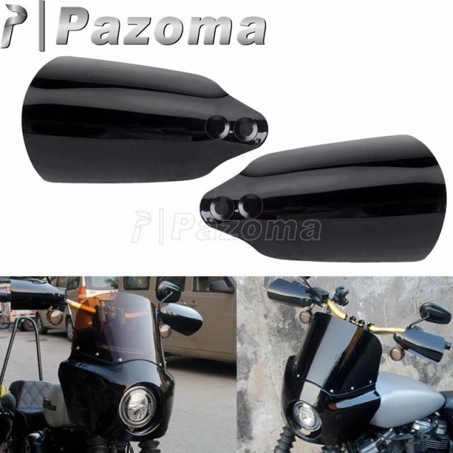 ハーレーダビッドソン用 ブラック ハンドガード プロテクター ハンドルガード Dyna Street Bob Wide Super Glide Low Rider Sportster Softail 96-17 対応 輸入品
