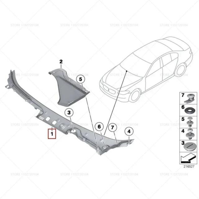 2010-式 F10 BMW 528i 528iX 535d 535dX 535i 535iX 550i 550iX 用 フロントウィンドシールド カウルパネルカバー LHD 51717203124 / RHD 51717203125 輸入品_2