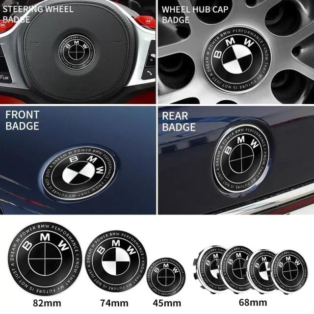 BMW E28 E32 E43 E52 E53 E63 E64 E93 E94 E87 F10 F20 F30 用 7個セット 45mm 68mm 74mm 82mm フロントフードエンブレム リアトランクバッジ 車用ロゴマーク 輸入品