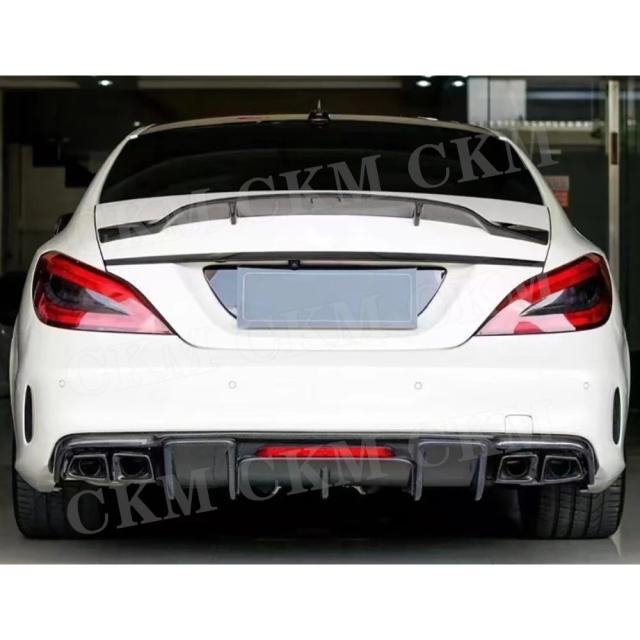 CKMUUER カーボンファイバー リアバンパーリップスポイラー メルセデスベンツ CLSクラス W218 CLS550 GLS63 AMG 2011-2017 フィン シャークスタイル ディフューザー 輸入品_16