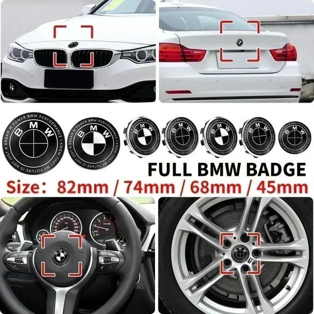 7点セット 45mm 68mm 74mm 82mm 車用フードエンブレム トランクバッジ ステアリングホイールロゴ BMW M F30 G01 E36 E39 E87 E46 E90 E92 E53対応 輸入品